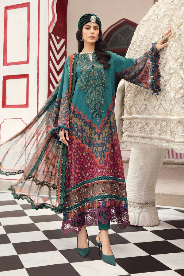 3 Piece Embroidered Cambric Suit | MPT-2710-B