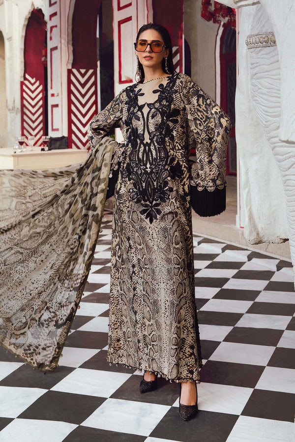3 Piece Embroidered Linen Suit | MPT-2702-B