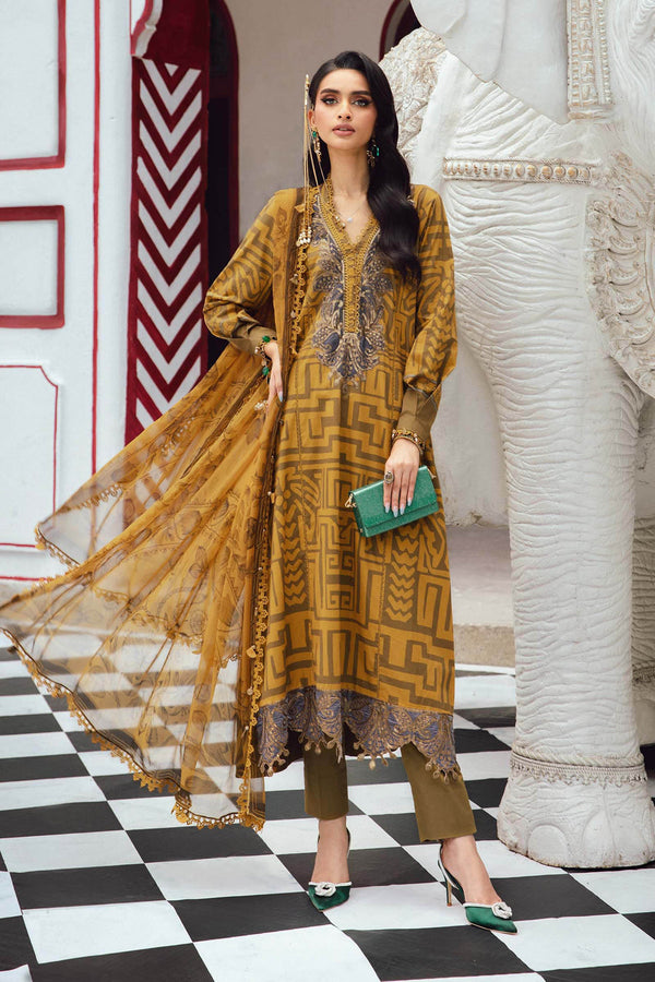 3 Piece Embroidered Cambric Suit | MPT-2703-A