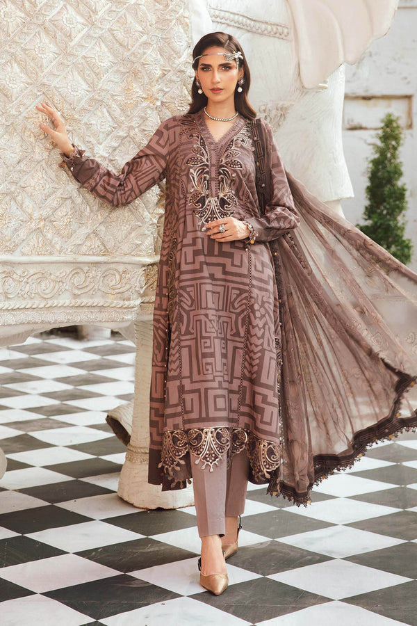 3 Piece Embroidered Cambric Suit | MPT-2703-B