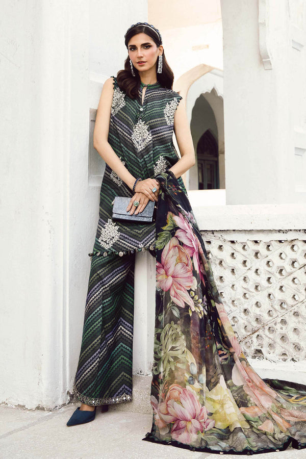 3 Piece Embroidered Cambric Suit | MPT-2705-A