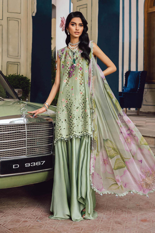 3 Piece Embroidered Cambric Suit | MPT-2706-A