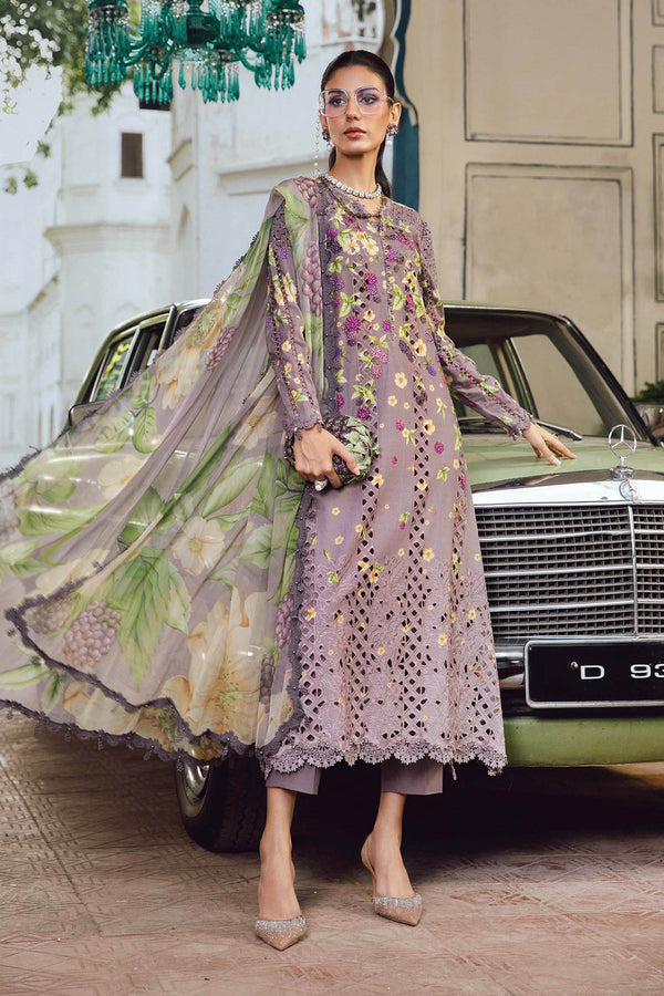 3 Piece Embroidered Cambric Suit | MPT-2706-B