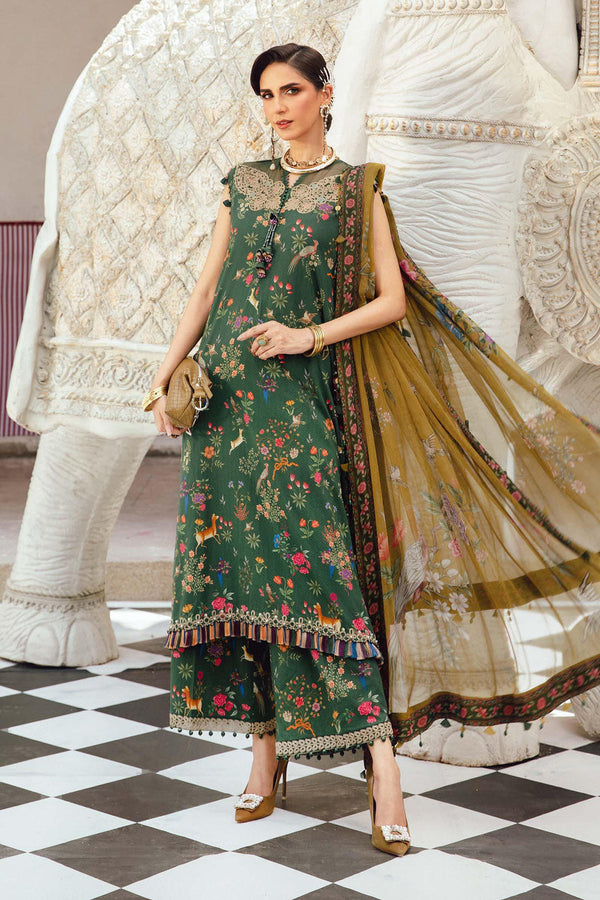 3 Piece Embroidered Linen Suit | MPT-2707-B