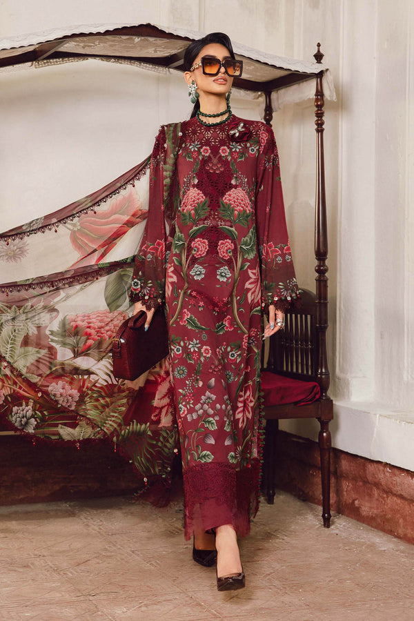 3 Piece Embroidered Cambric Suit | MPT-2709-A