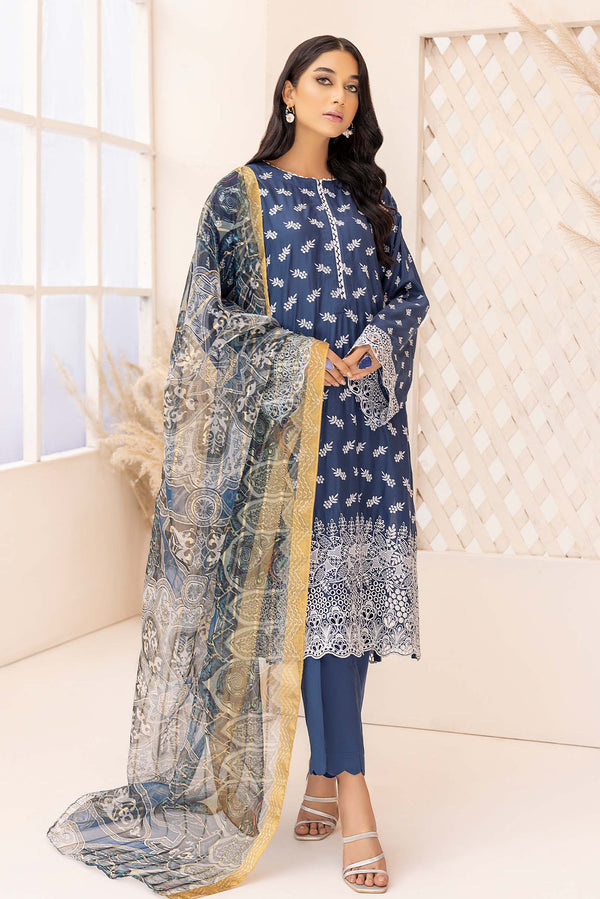Evening Glance - Schiffli Embroidered Linen 3PC Pret  By dans LibasBy Adans Libas